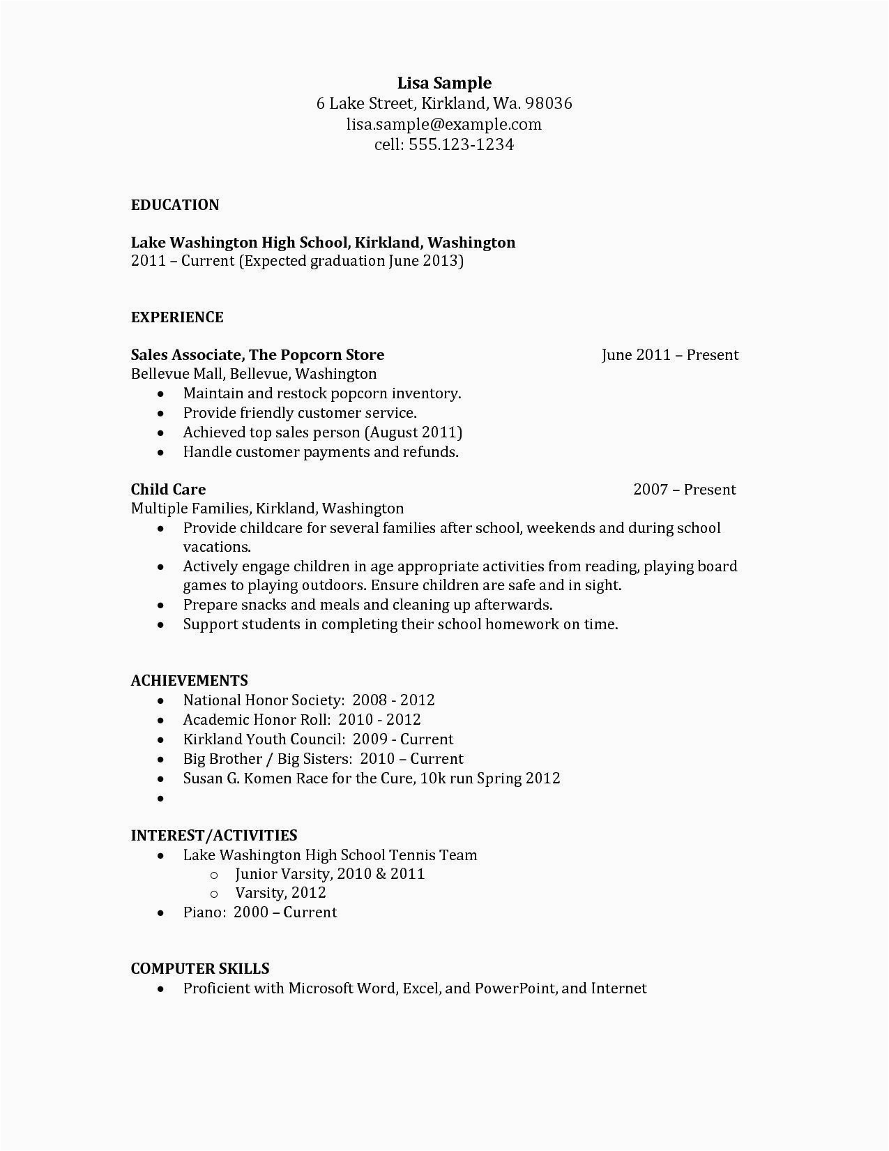 Resume Template for High School Student No Work Experience Grade 10 Teenager High School Student Resume with No Work