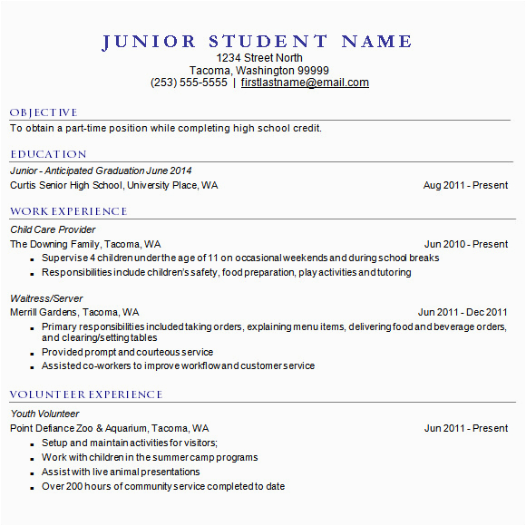 Resume Template for High School Students Applying for College High School Resume Template for College Application