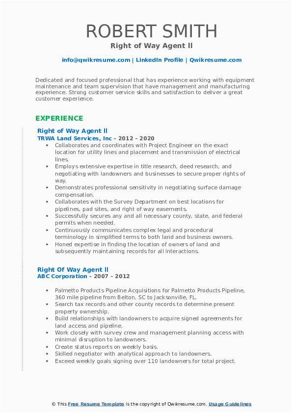 Right Of Way Agent Resume Sample Right Way Agent Resume Samples