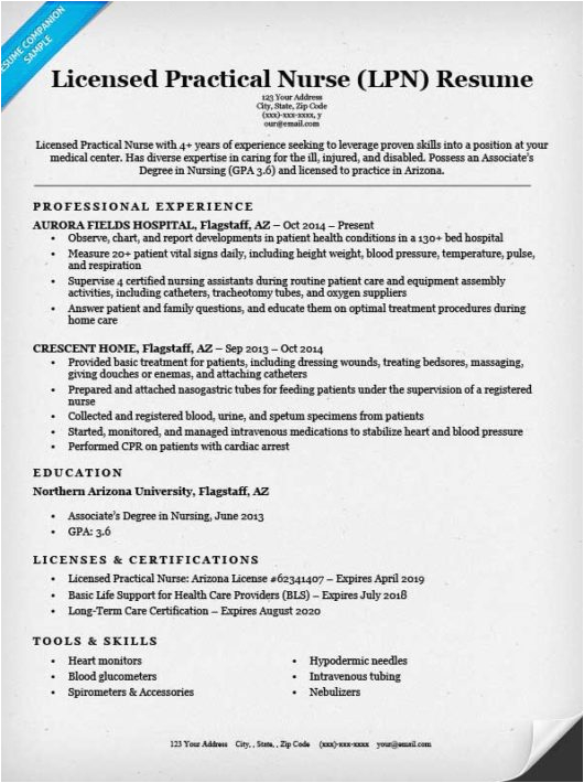 Sample Lpn Resume with Nursing Home Experience Licensed Practical Nurse Lpn Resume Sample & Tips