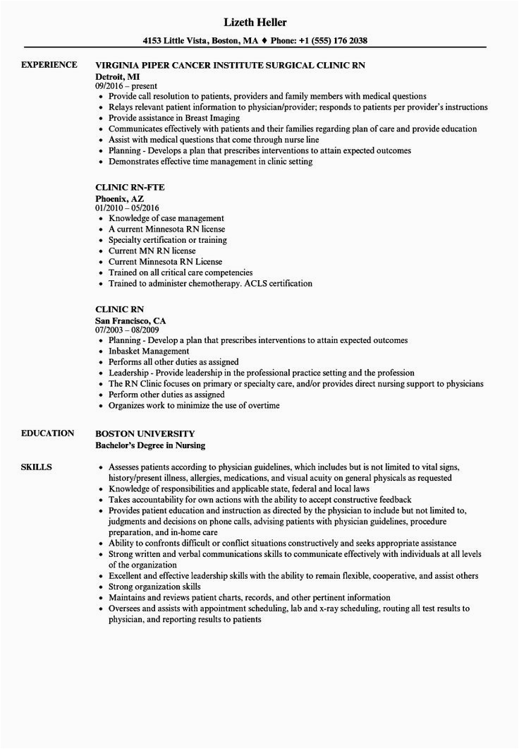 Sample Of Clinical Experience On Resume Nursing Resume Examples with Clinical Experience Fresh Clinic Rn Resume