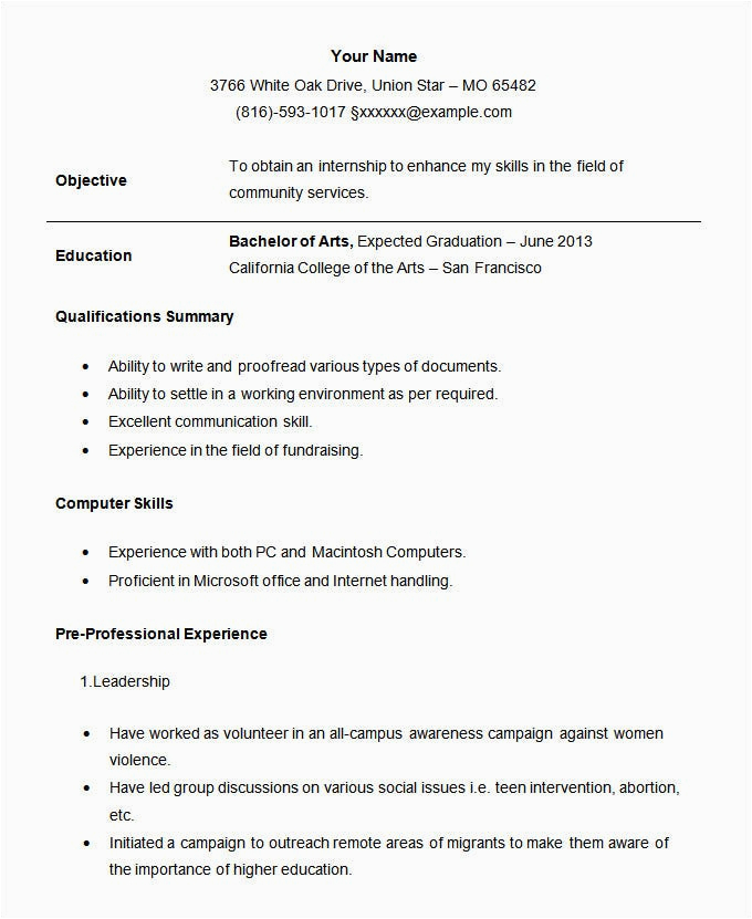 Sample Of College Student Resume for Internship 24 Student Resume Templates Pdf Doc