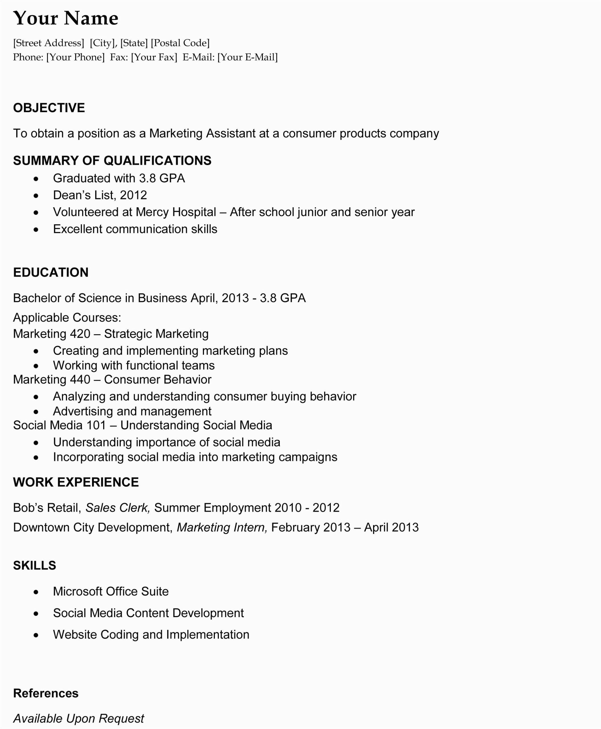 Sample Of Combination Resume for Fresh Graduate Recent College Graduate Resume the Resume Template Site