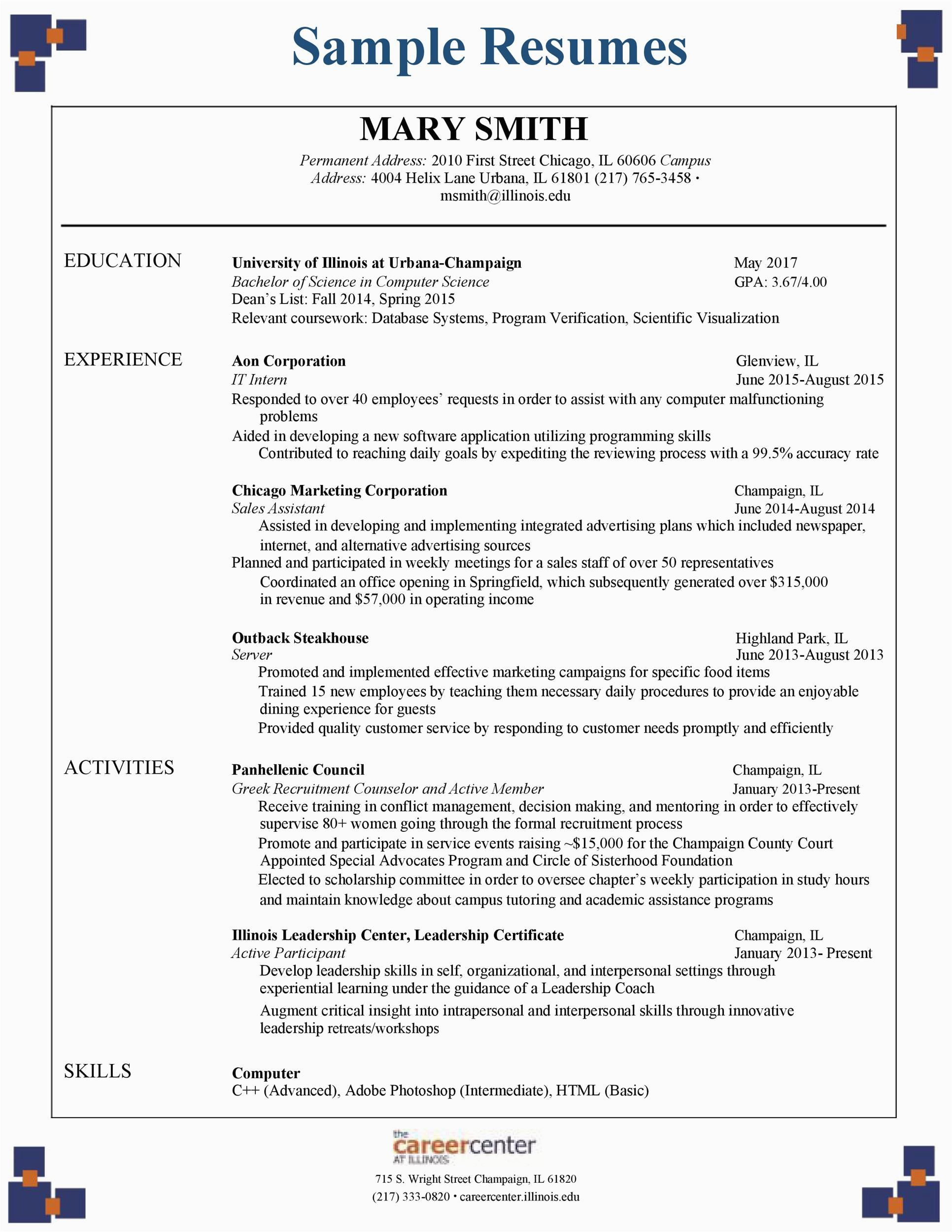 Sample Of Resume for Applying University Undergraduate Students Sample Resume for University Application 15