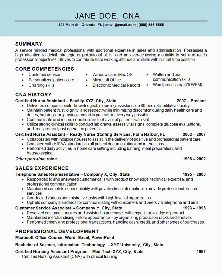 Sample Of Resume for Cna that Can Be Edited Free Pin On Resume Examples
