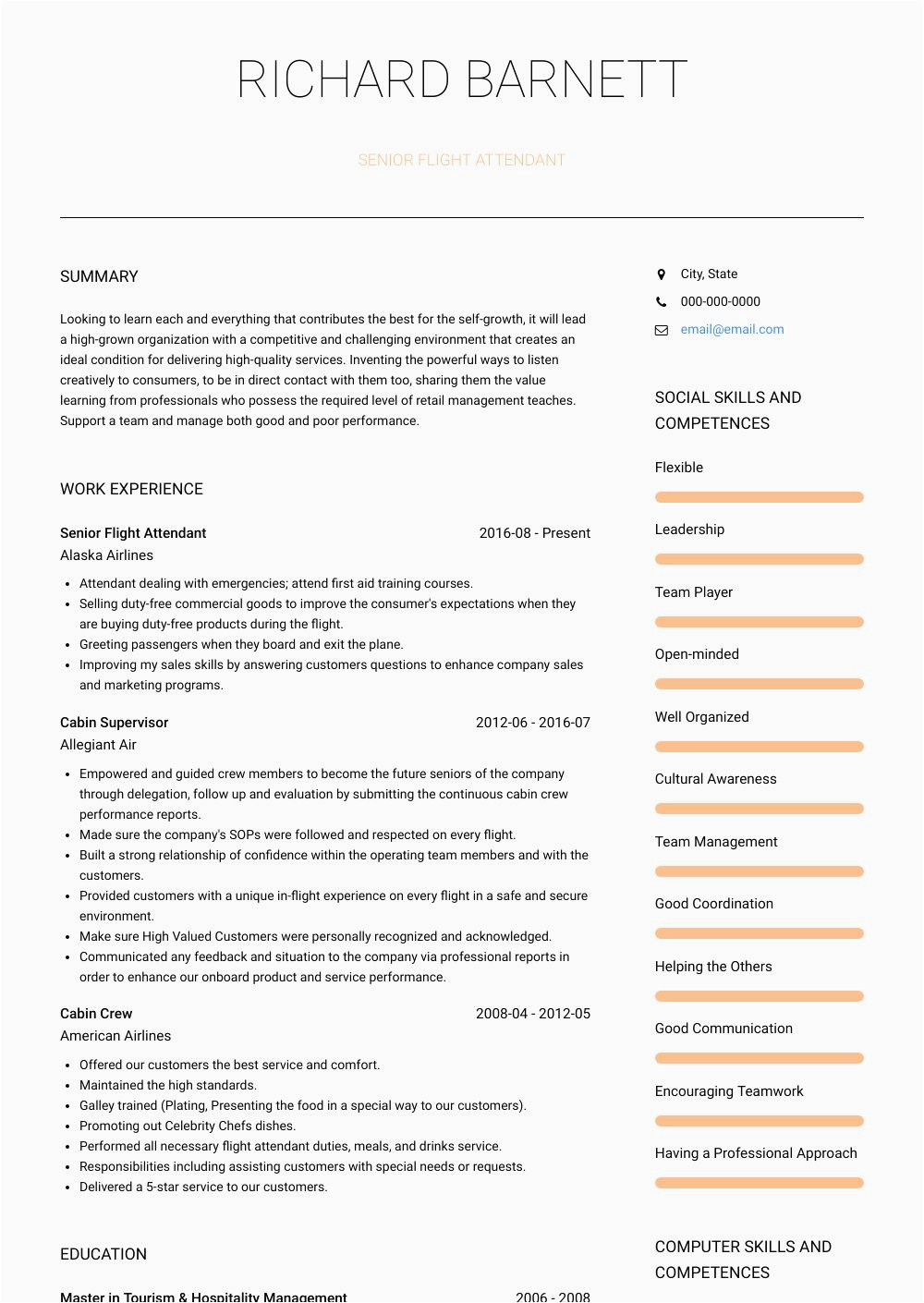 Sample Resume for A Customer for An Airplaneservice No Experience 25 Flight attendant Resume No Experience In 2020