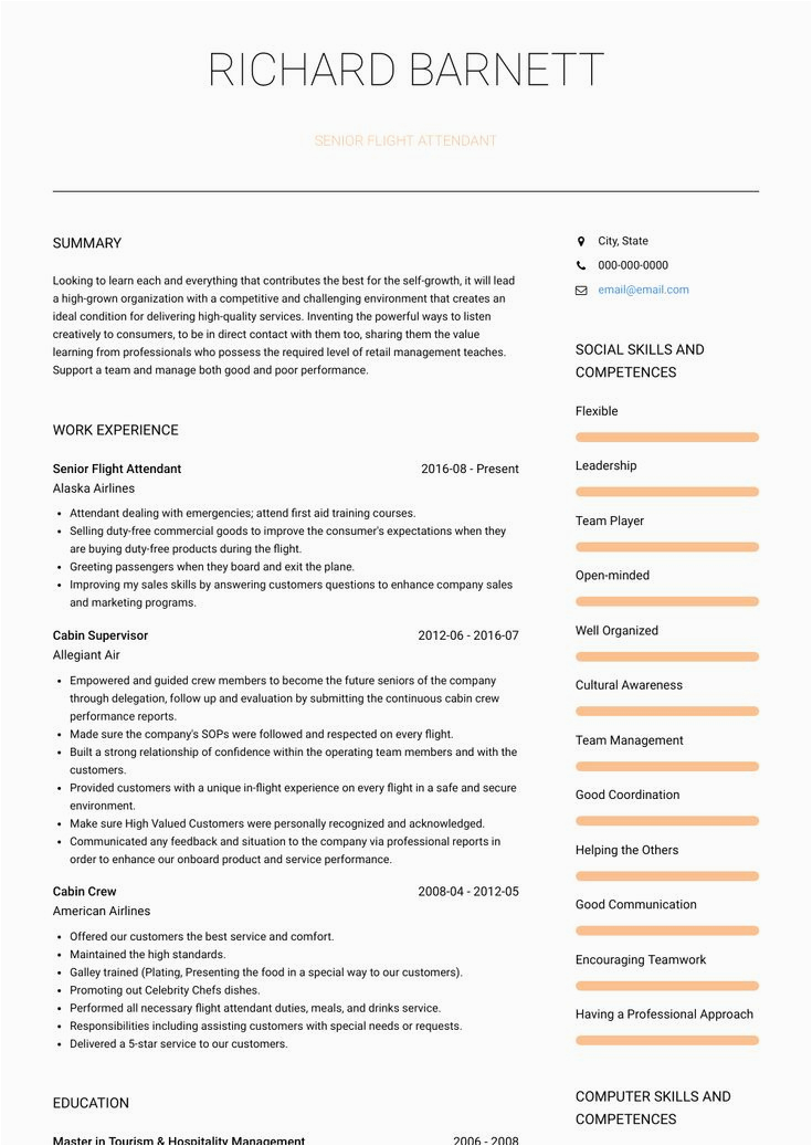 Sample Resume for A Customer for An Airplaneservice No Experience 25 Flight attendant Resume No Experience In 2020