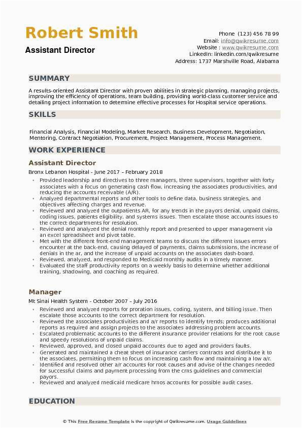Sample Resume for assistant Director Of Financial Aid assistant Director Financial Aid Cover Letter Write Management