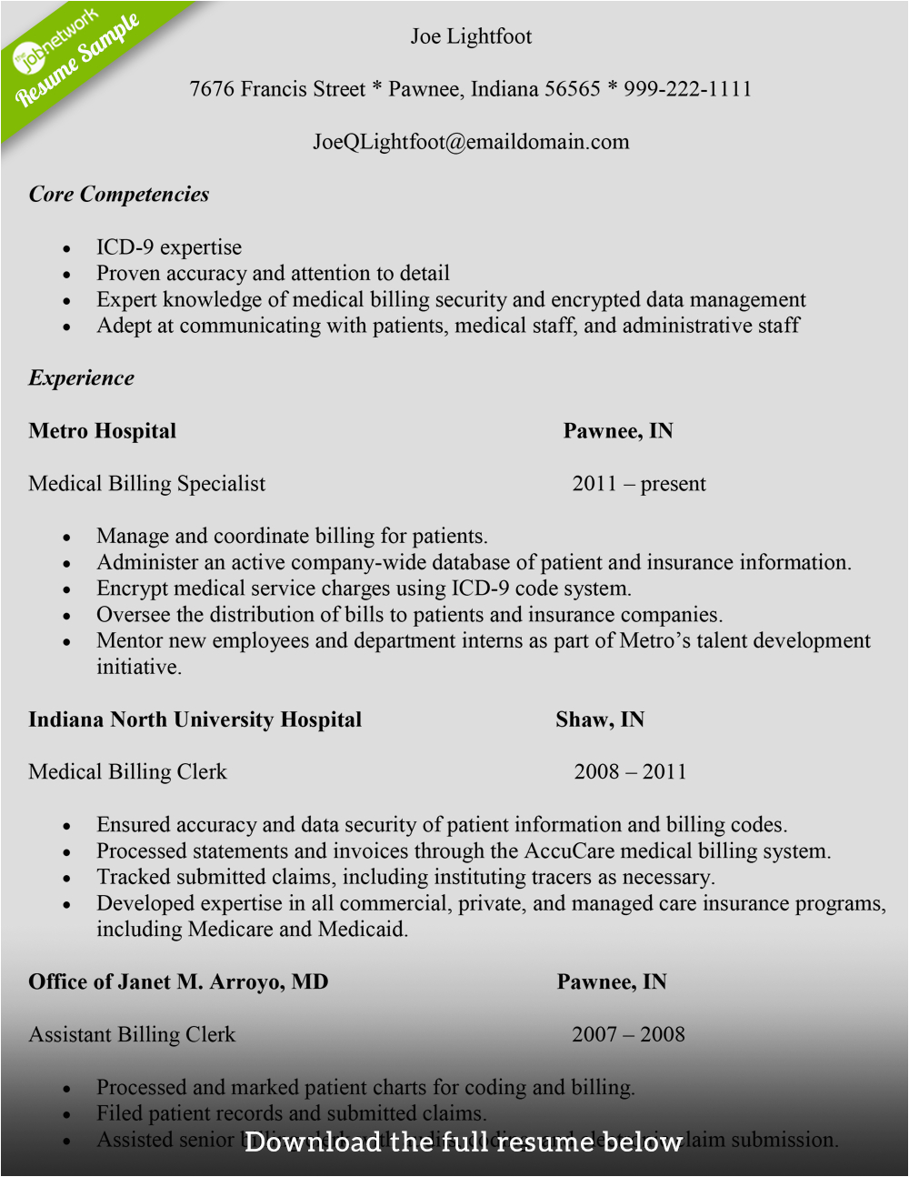 Sample Resume for Billing Executive In Hospital How to Write A Medical Billing Resume with Examples