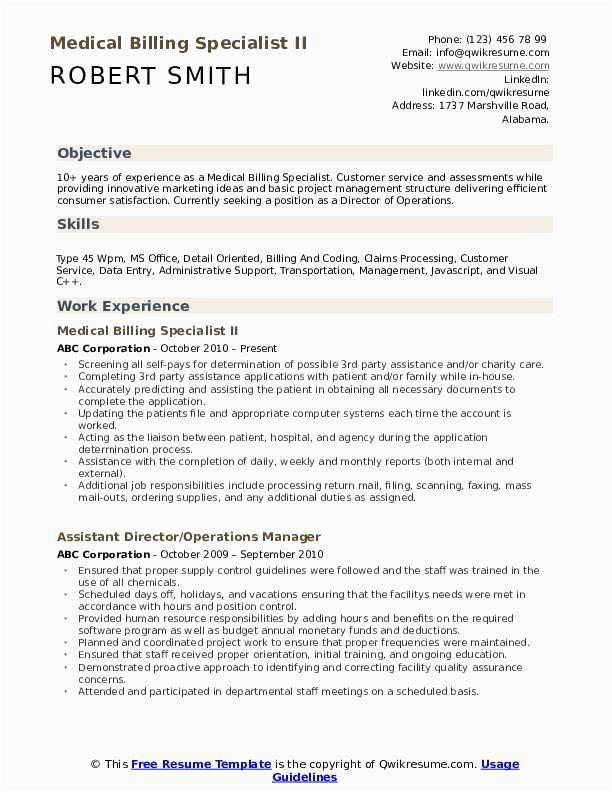 Sample Resume for Billing Executive In Hospital Medical Billing Resume Sample Best Medical Billing