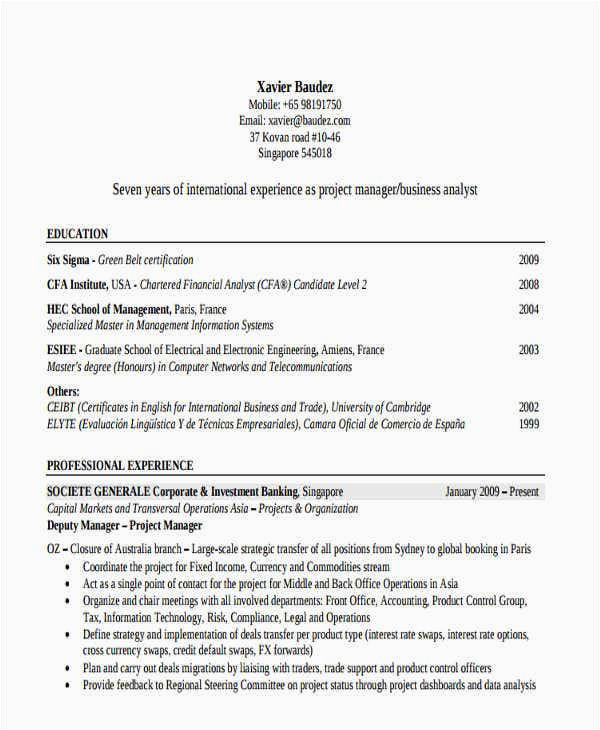 Sample Resume for Business Analyst In Banking Domain 49 Banking Resume Templates In Pdf