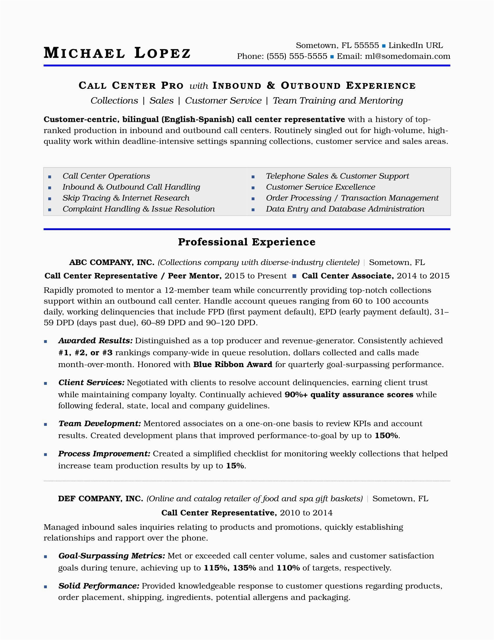 Sample Resume for Call Center Agent Applicant without Experience Call Center Resume Description Lovely Call Center Resume