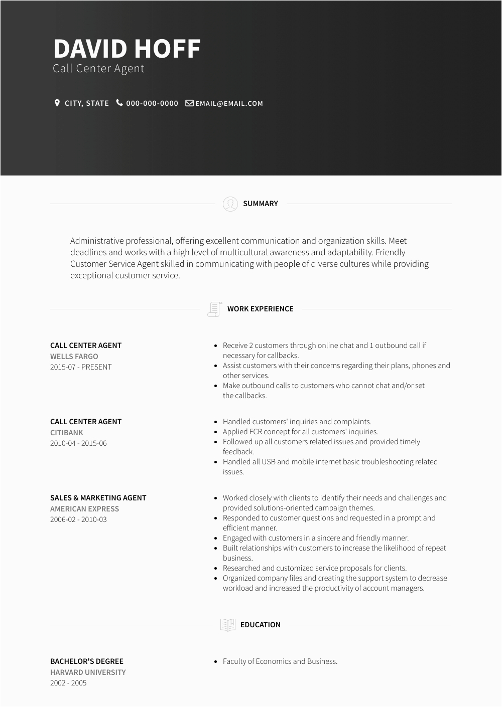 Sample Resume for Call Center Agent Call Center Agent Resume Samples and Templates