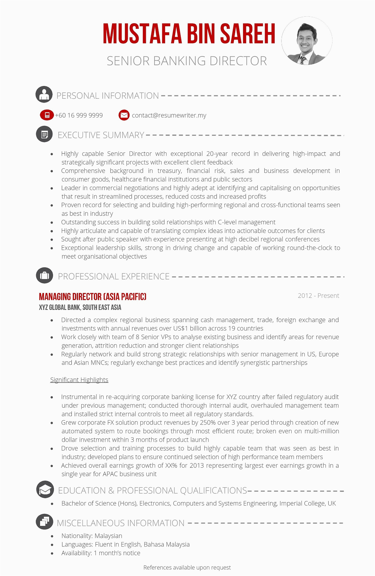 Sample Resume for Experienced Banking Professional Banking Resume Sample