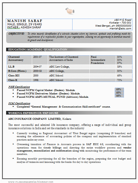 Sample Resume for Experienced Chartered Accountant Best Chartered Accountant Resume Sample Doc with