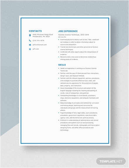 Sample Resume for forensic Science Technician Free forensic Science Technician Resume Template Word Apple Pages