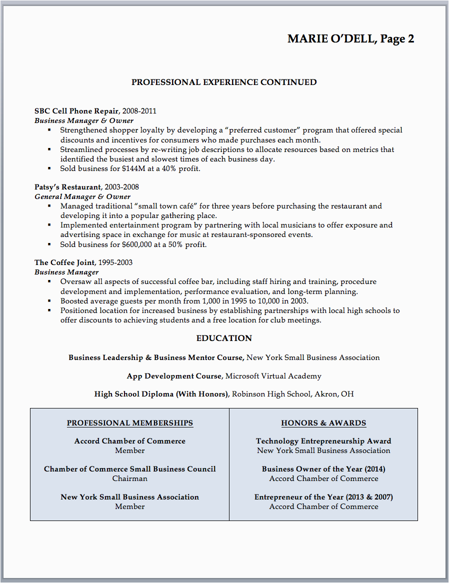 Sample Resume for former Small Business Owner Resume Sample former Business Owner Entrepreneur Small Business