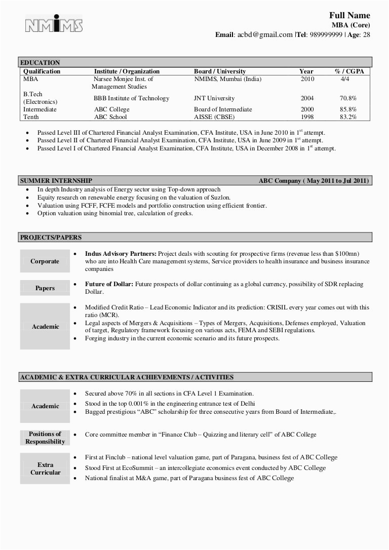 Sample Resume for Freshers Download Doc Simple Resume format Pdf Download for Freshers