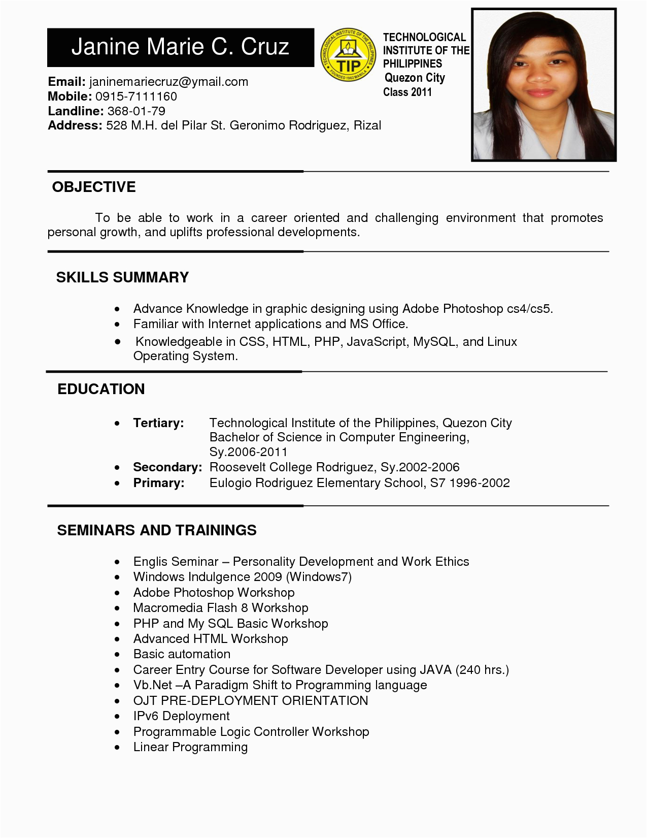 Sample Resume for Government Employee Philippines Sample Resume format for Job Application Google Search