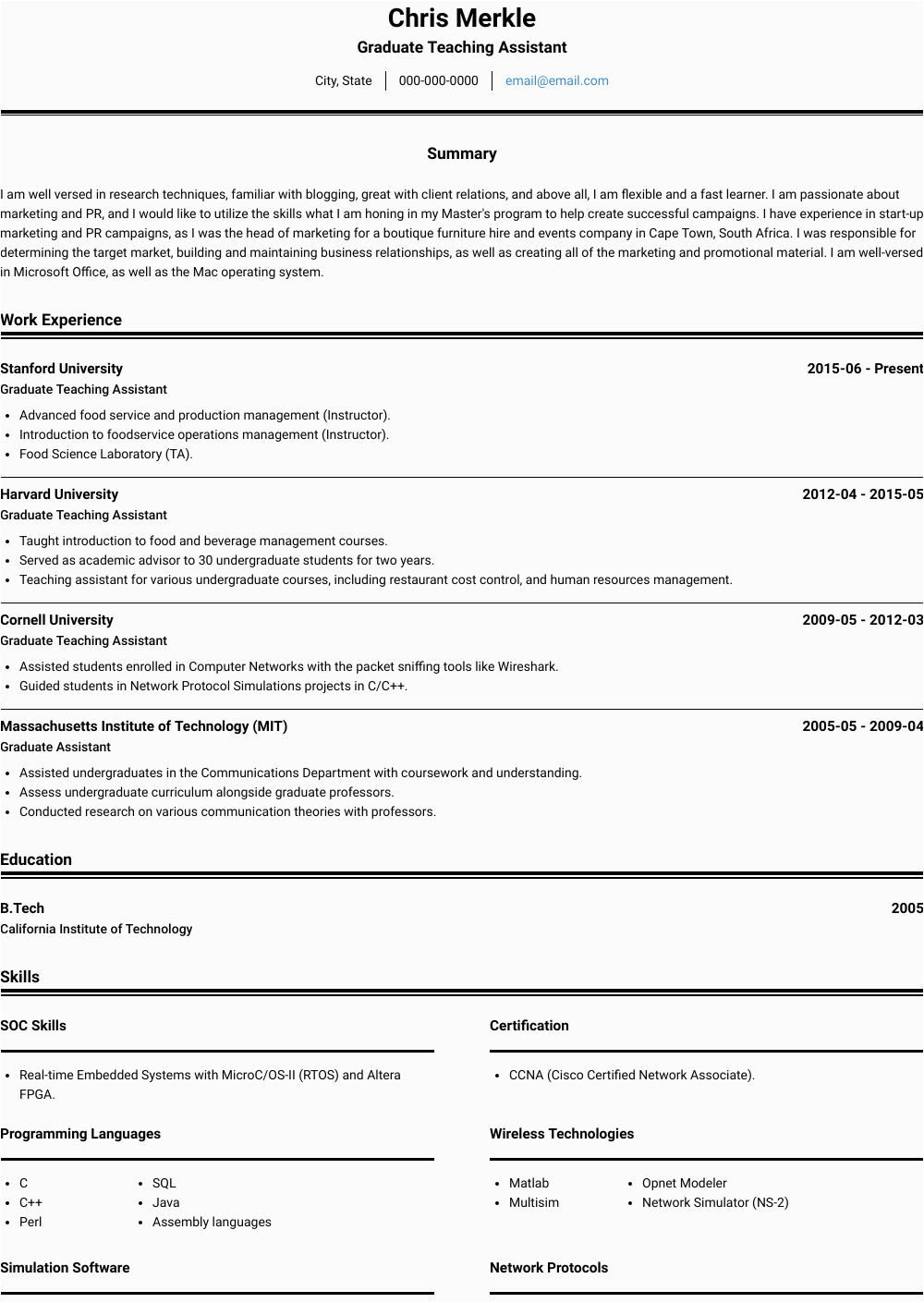 Sample Resume for Graduate assistant Position Graduate assistant Resume Samples and Templates