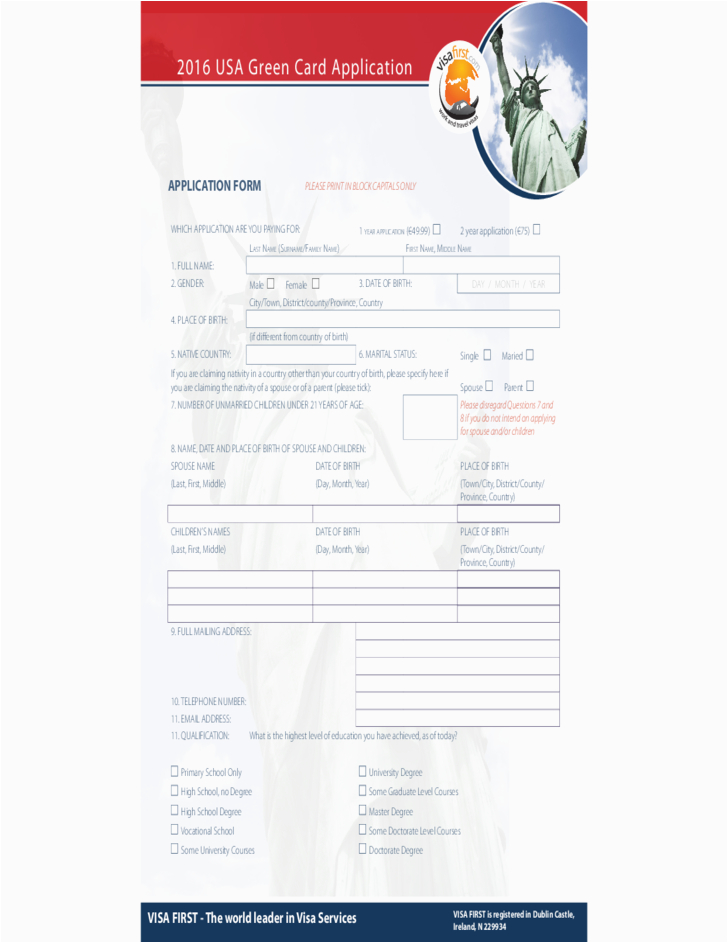 Sample Resume for Green Card Application Green Card form Usa Free Download