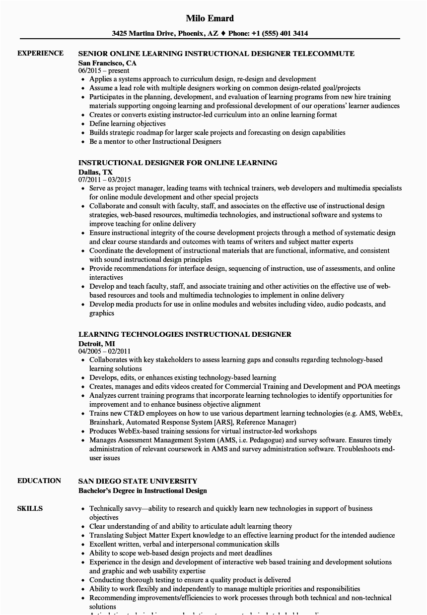 Sample Resume for Instructional Systems Specialist Instructional Systems Specialist Resume December 2020