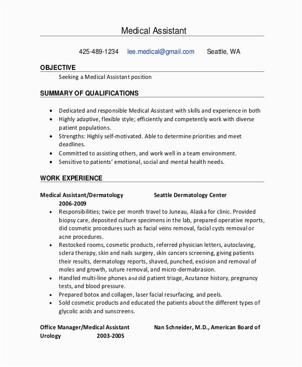 Sample Resume for Medical assistant Entry Level 10 Medical Administrative assistant Resume Templates – Free Sample
