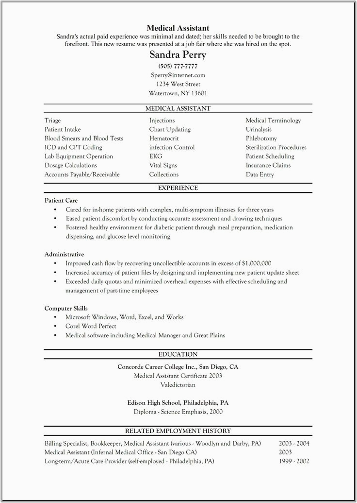Sample Resume for Medical assistant Entry Level 2016 Sample Chronological Resumes Medical assistant