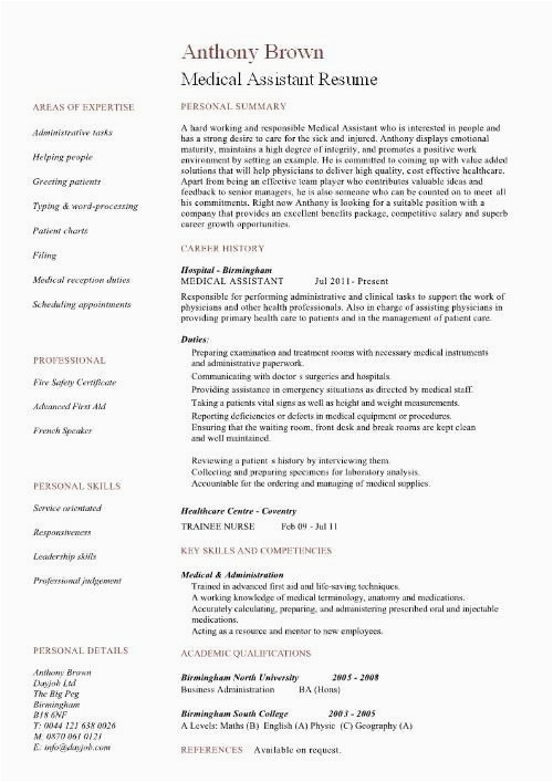 Sample Resume for Medical assistant Entry Level Entry Level Medical assistant Resume Luxury Medical assistant Resume