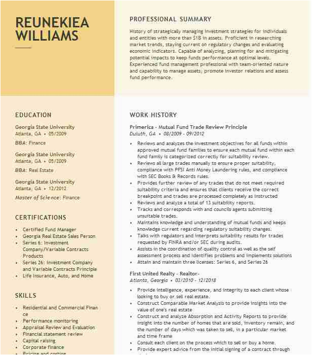 Sample Resume for Mutual Fund Sales Mutual Fund Operation associate Resume Example Morgan
