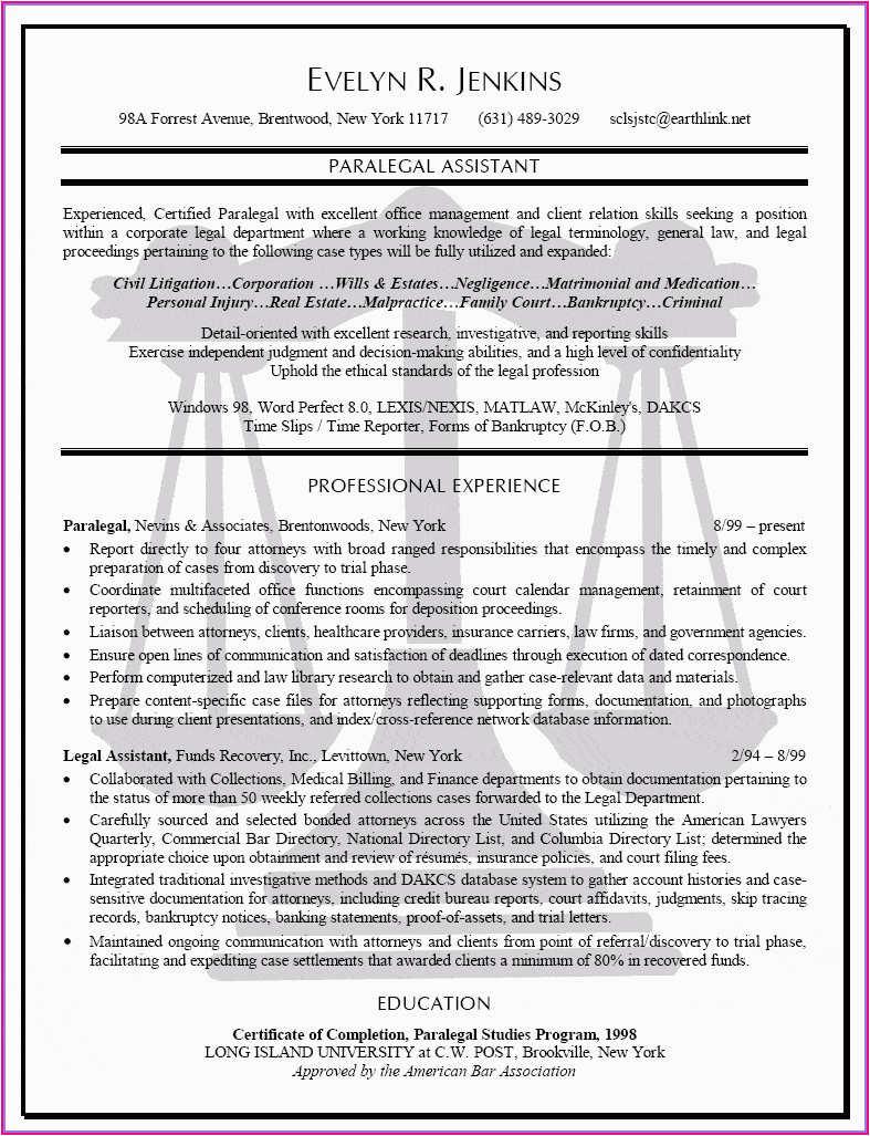 Sample Resume for Personal Injury Legal assistant Chiropractic Intake forms Personal Injury form Resume Examples