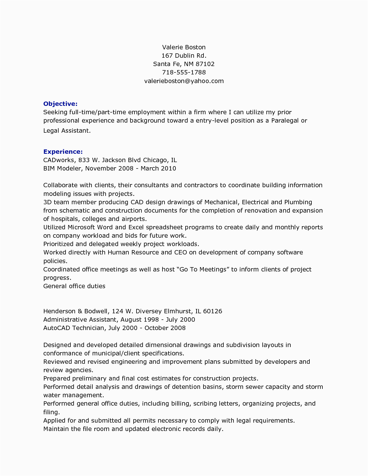 Sample Resume for Personal Injury Legal assistant Personal Injury Paralegal Resume