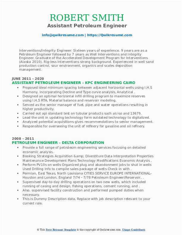 Sample Resume for Petroleum Engineering for International Employee Petroleum Engineer Resume Samples