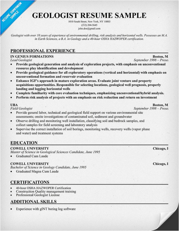 Sample Resume for Petroleum Engineering for International Graduate Curriculum Vitae Curriculum Vitae Geologist