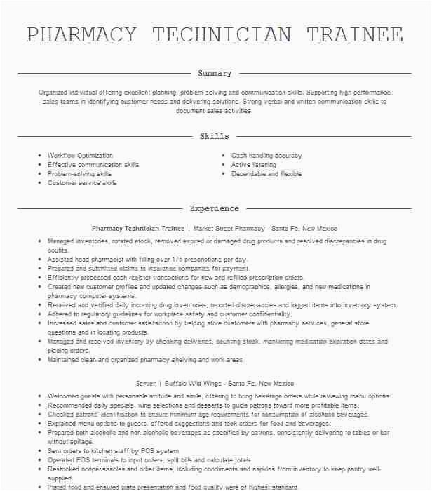 Sample Resume for Pharmacy Technician Trainee Pharmacy Technician Trainee Resume Example Cvs Health
