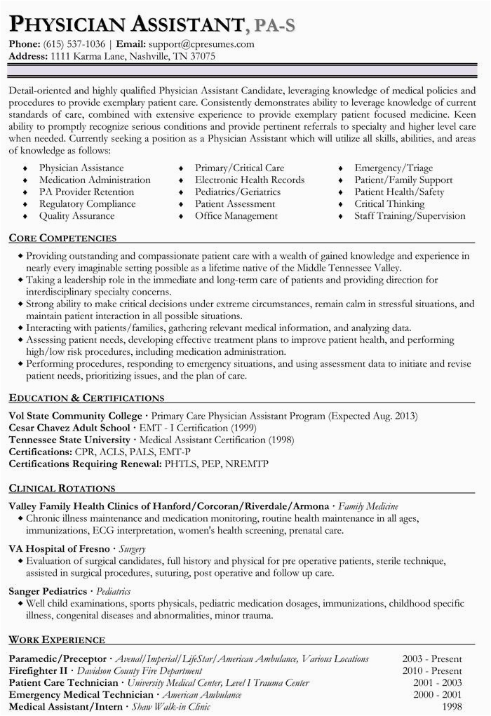 Sample Resume for Physician assistant School the 20 Best Ideas for Physician assistant Resume