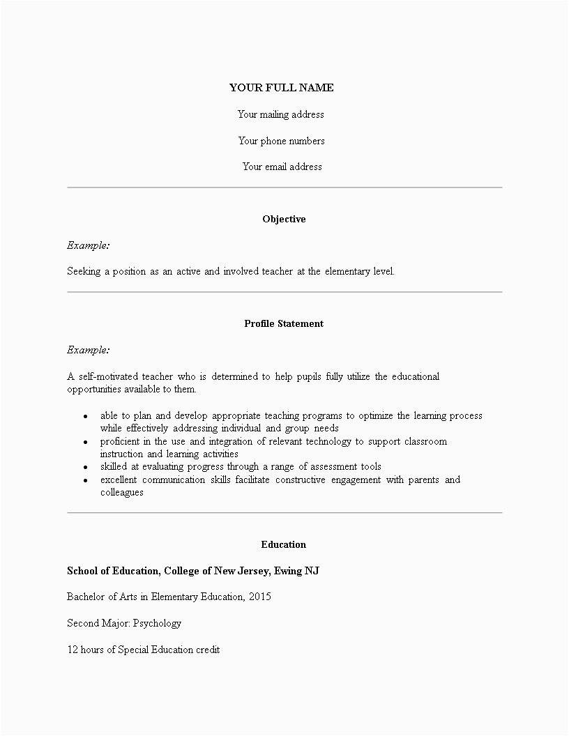 Sample Resume for Preschool Teacher with No Experience Preschool Teacher Resume No Experience How to Create A