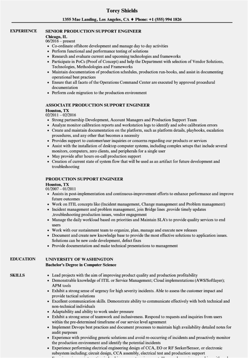 Sample Resume for Production Support Engineer why is Production Support Resume so Famous