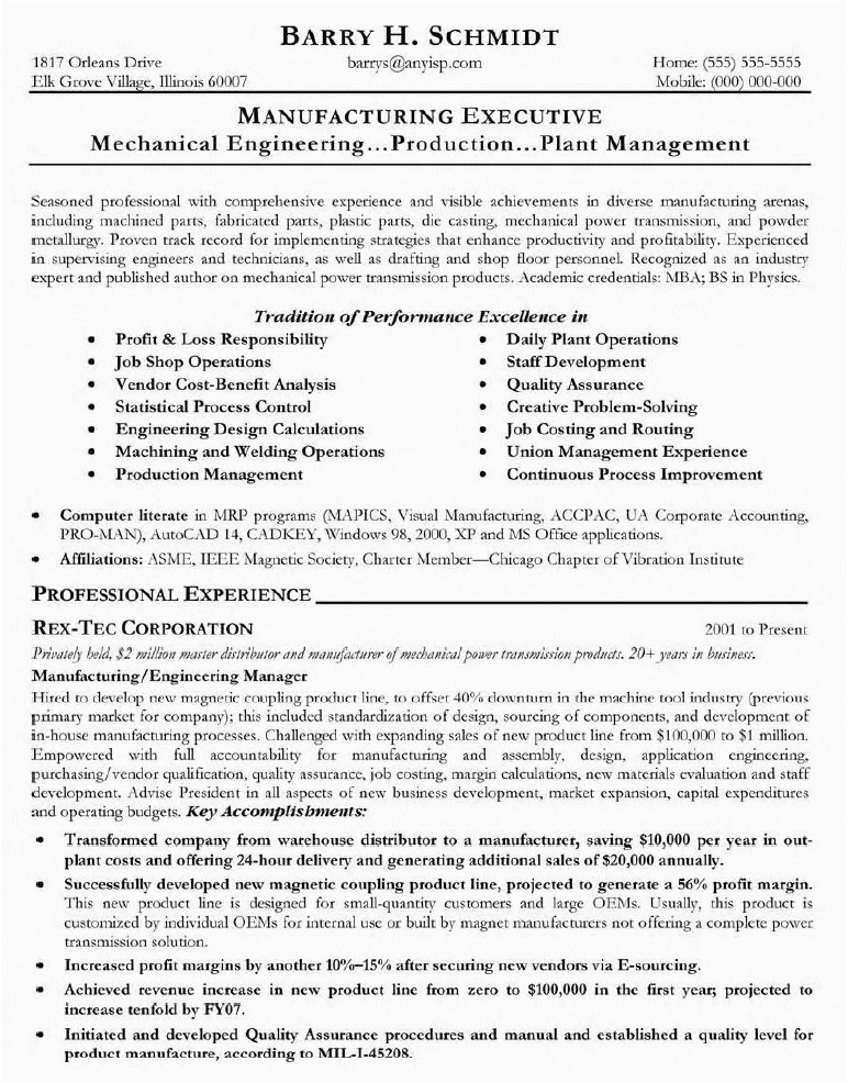 Sample Resume for Project Manager In Manufacturing 13 Sample Resume for Project Manager In Manufacturing