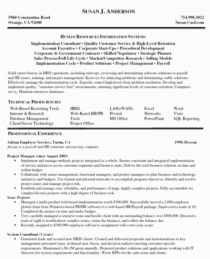 Sample Resume for Project Manager Position Sample Resume for Project Manager