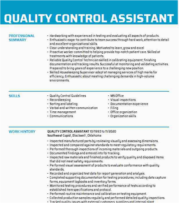 Sample Resume for Quality Control Technician Quality Control Technician Resume Example A123 Systems