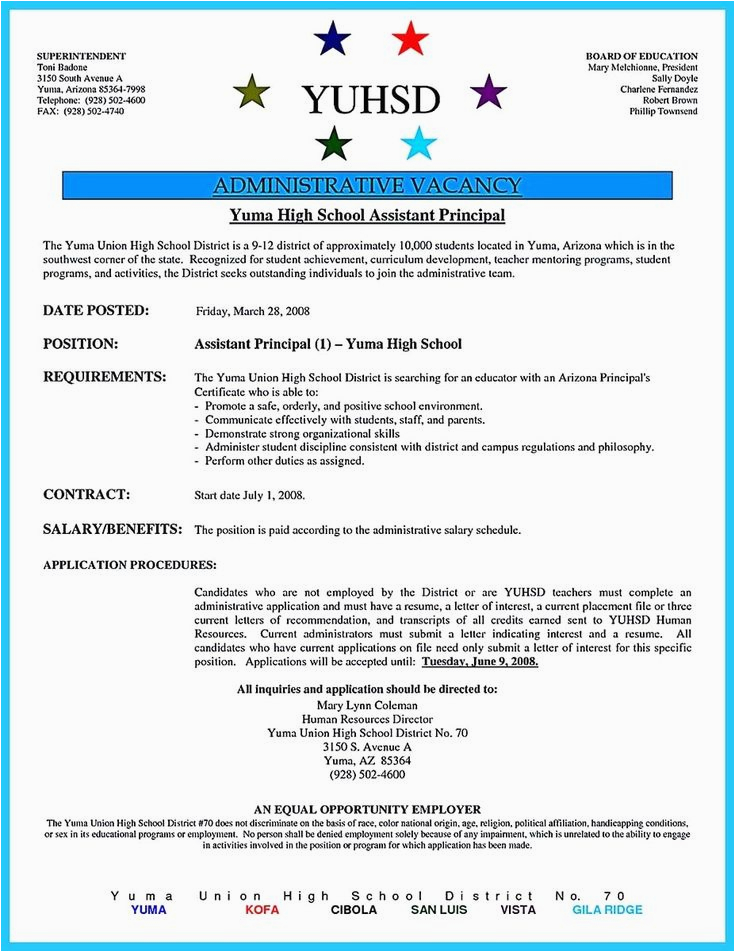 Sample Resume for School Administrator Position √ 20 First Time assistant Principal Resume In 2020