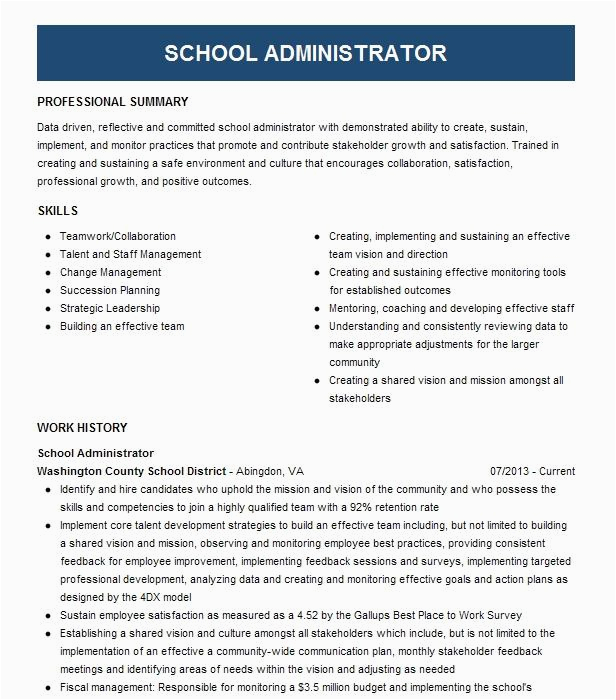 Sample Resume for School Administrator Position School Administrator Resume Example Cobb County School