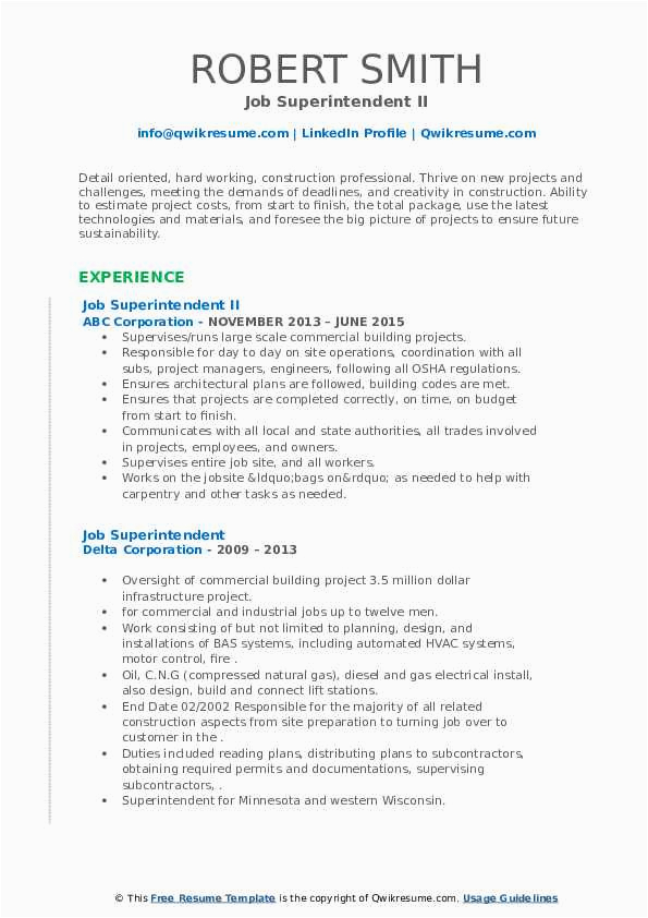 Sample Resume for School Superintendent Position Job Superintendent Resume Samples