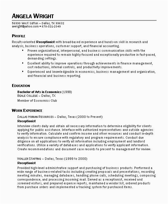 Sample Resume for Secretary with No Experience Resume Sample for Receptionist Position with No Experience Resume