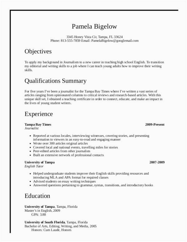 Sample Resume for Teachers Transitioning Out Of Teaching Teacher Career Change Resume Example Elegant Resumes for Career