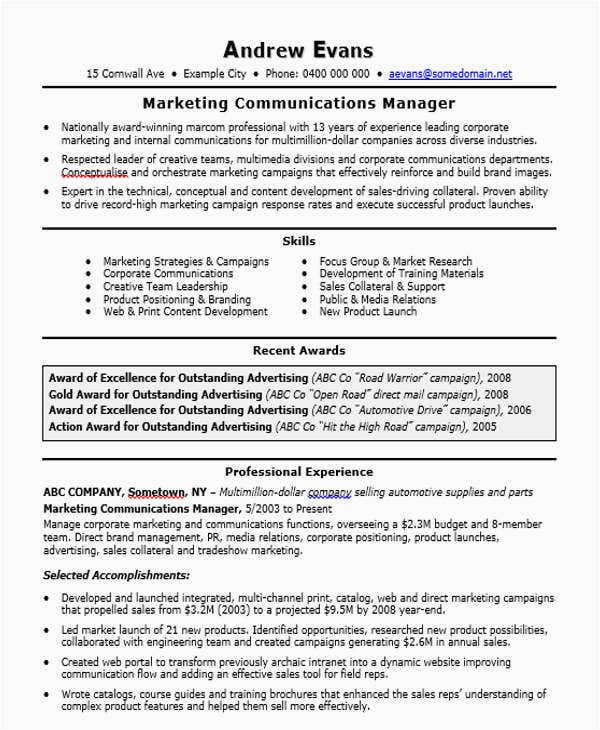 Sample Resume format for Marketing Professional 30 Professional Marketing Resume Templates Pdf Doc