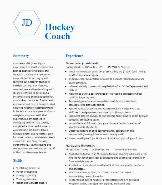 Sample Resume Hockey Player Profile Template Hockey Coach Resume Example Olentangy orange High School