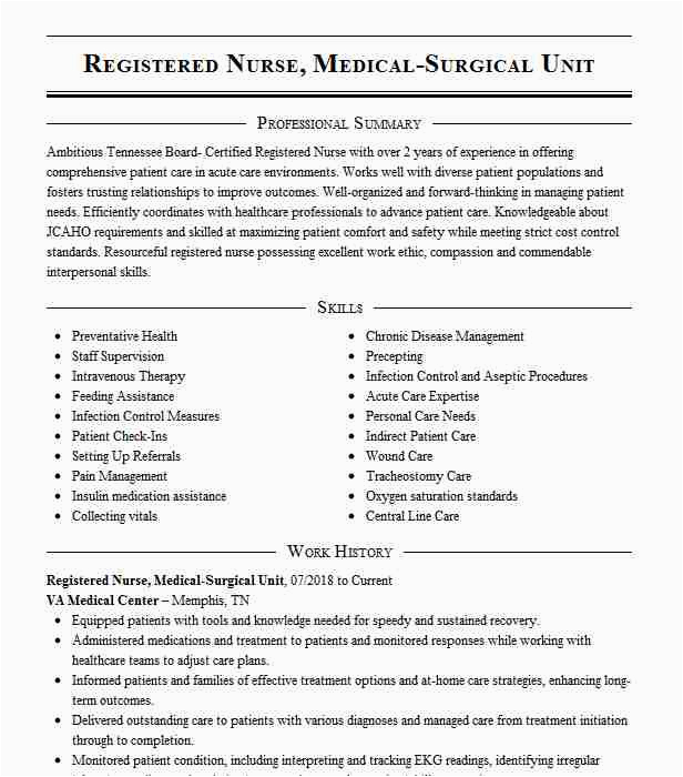 Sample Resume Medical Surgical Registered Nurse Registered Nurse Medical Surgical Telemetry Unit Resume
