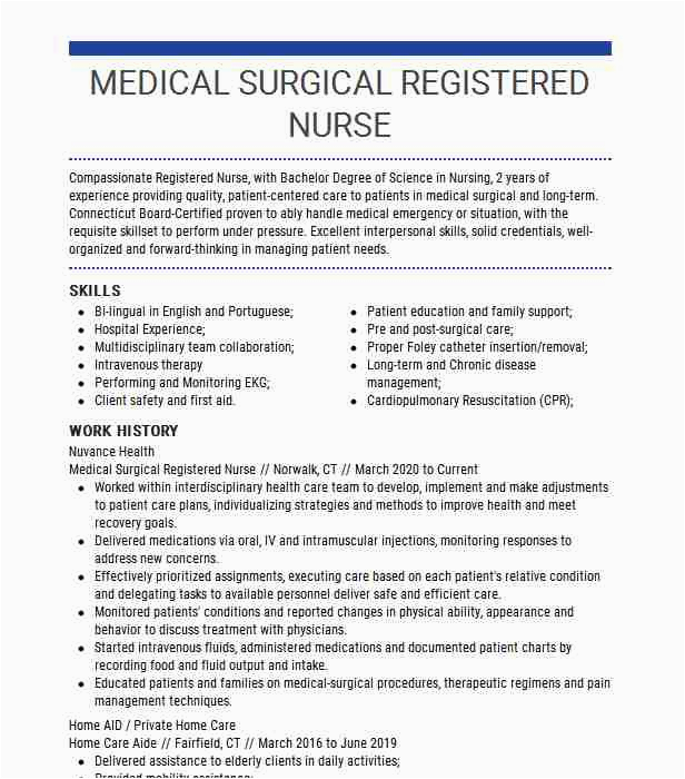 Sample Resume Medical Surgical Registered Nurse Registered Nurse Mixed Surgical Medical Resume Example